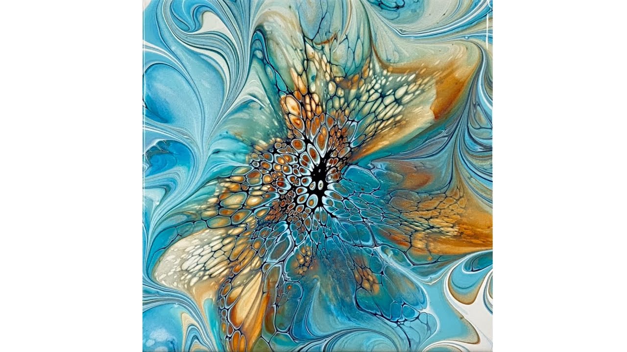 (1402) Blue Modified Bloom Technique, Acrylic Paint Pouring, Fluid Art ...