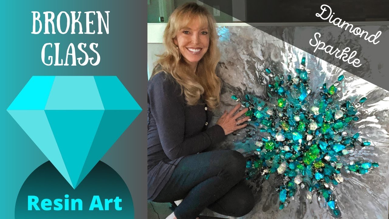 Broken glass resin art that sparkles like black diamonds in ice: time lapse  