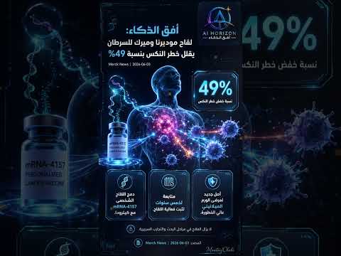 أفقُ الذكاء: لقاحُ موديرنا وميرك للسرطان يُقلّلُ خطرَ النكسِ بنسبة 49% على مدى خمس سنواتٍ