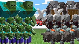 Minecraft Raid vs vs Zombie Army in Minecraft - Minecraft Mob Battle