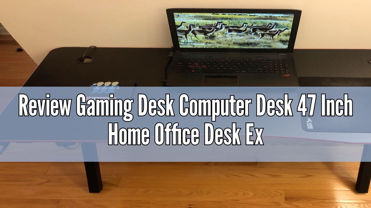 Review Gaming Desk Computer Desk 47 Inch Home Office Desk Extra Large Modern Ergonomic Black PC Carb