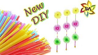 Drinking Straw Wall Hanging Craft | Straw craft as wind chime
