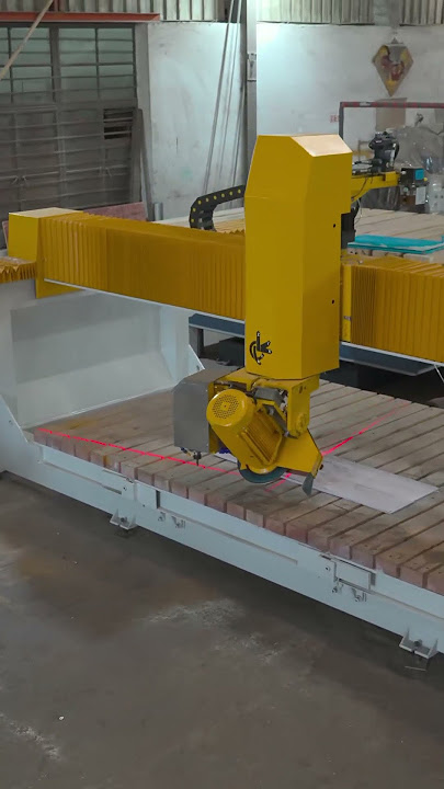Four corners 45degree cutting on 4 1 axis bridge saw stone cutting machine #stonecuttingmachine