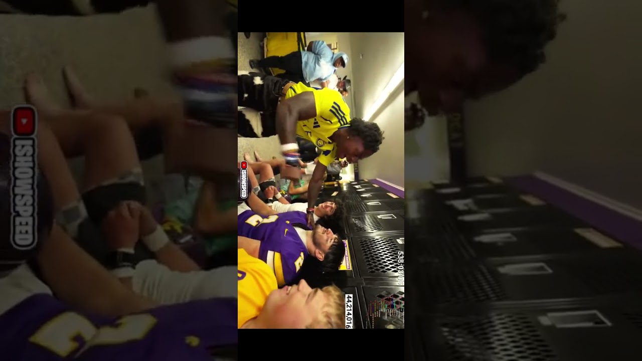 ISHOWSPEED meets college football team Custer pre game speech 