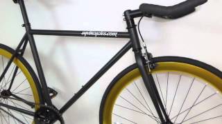 Matte Black and Gold Fixie with Bullhorns Single Speed Fixie Bike screenshot 5