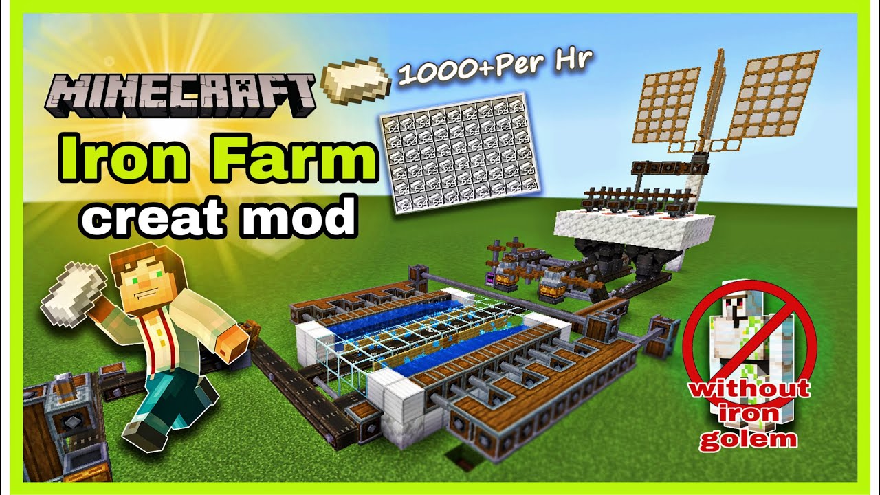 Minecraft iron farm || Minecraft Create Mod || 100+ iron per/hr || gameshan71 ||