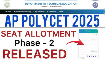 AP POLYCET 2025 PHASE 2 SEAT ALLOTMENT RELEASED | AP POLYCET ALLOTMENT RELEASED