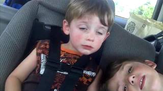 Toddler falling asleep before Jelly Belly Factory