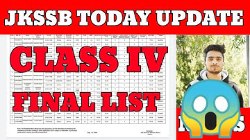 JKSSB CLASS IV ~ RESULT || JKSSB CLASS IV FINAL SELECTION LIST || DOCUMENTS VERIFICATION