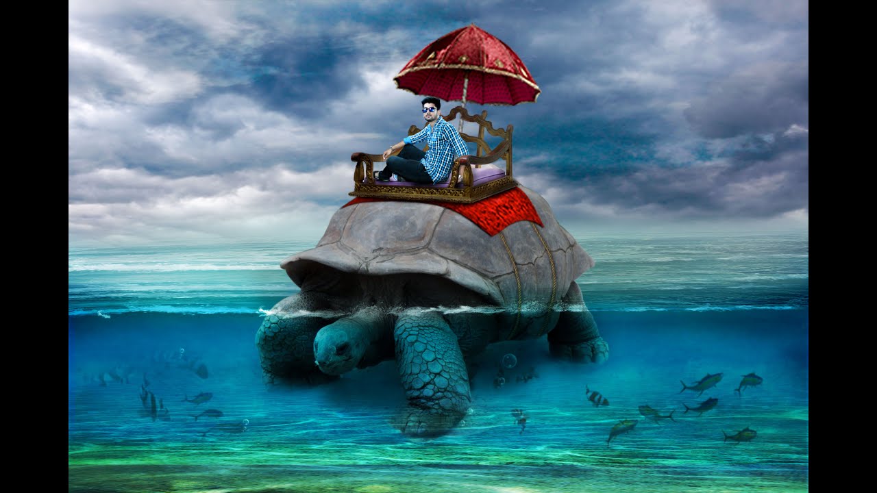 Royal Ride Under Water turtle Manipulation Photoshop Tutorial.