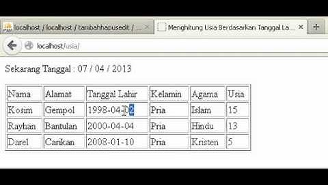 Menghitung Usia Dengan PHP MYSQL