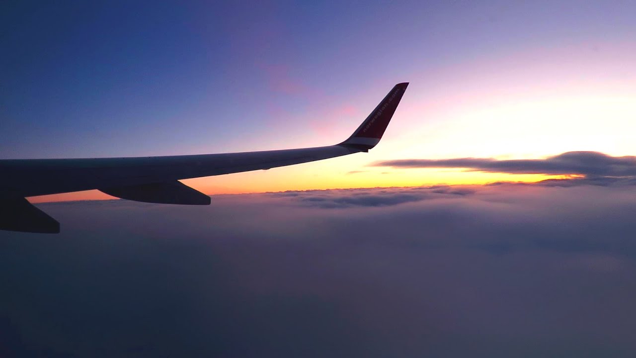 Norwegian Air Boeing 737 800 SUNSET WING VIEW Takeoff from WET Copenhagen Airport!