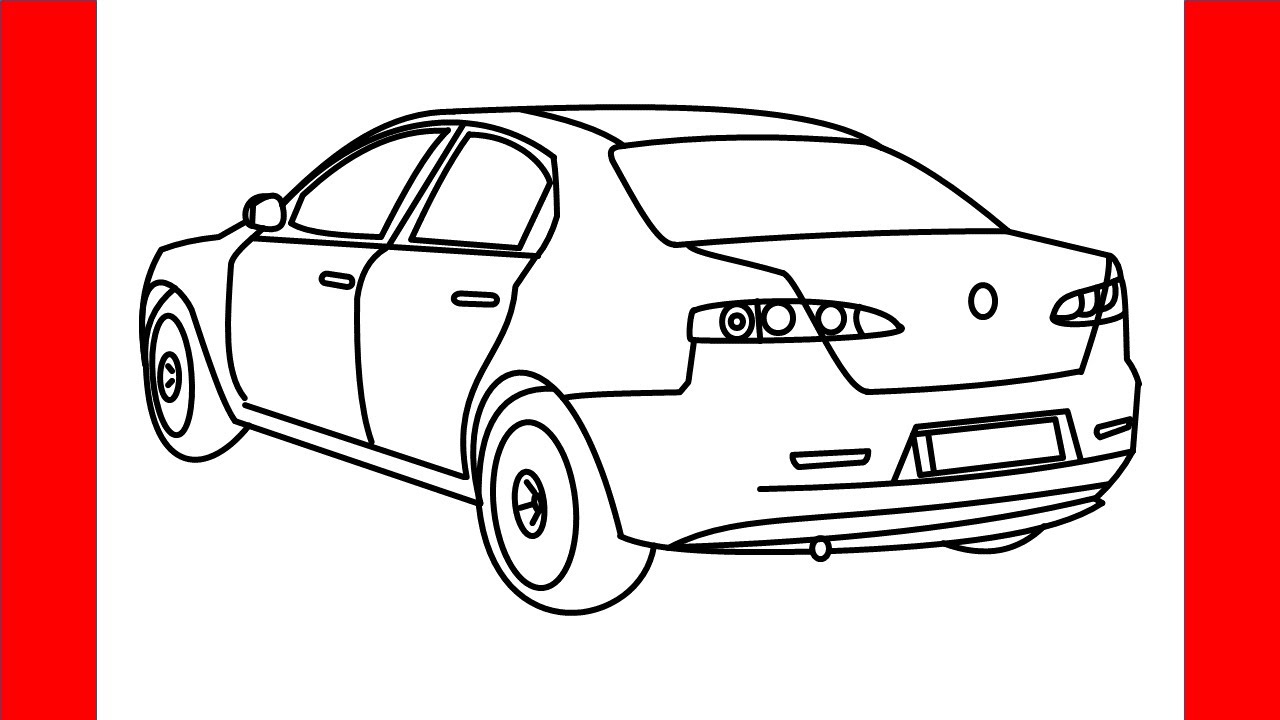 car back view drawing