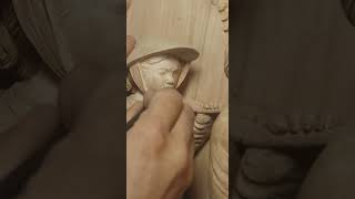 Carving a Huge Wall Art - Woodworking #shorts