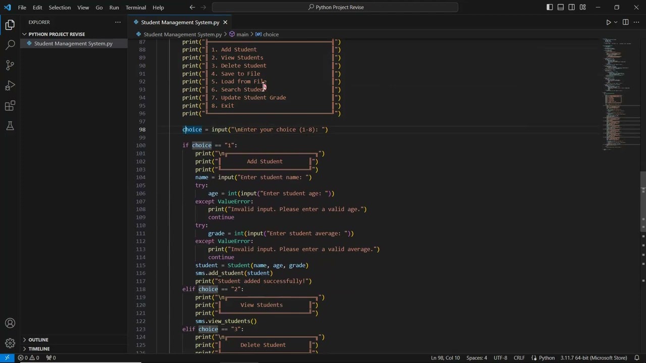 Student Management System - Python Console Program