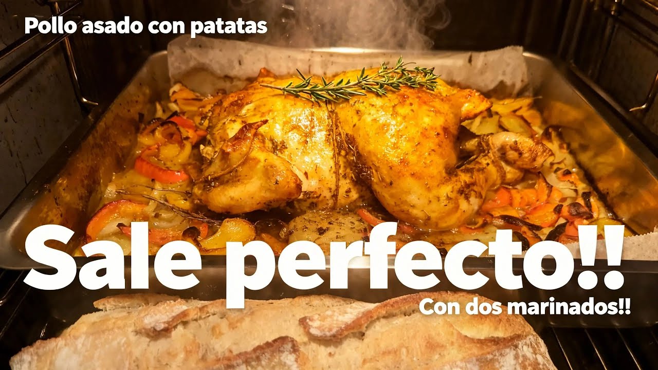 Haz esta receta de pollo asado con patatas con DOS aderezos. Buenísima y los huesos salen limpios.
