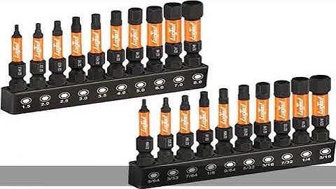 toolant Impact Hex Head Allen Wrench Drill Bit Set 20pcs (Metric&SAE), 1/4” Hex-Shank S2 Steel Hex