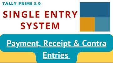 Examples of Single Entry Systems in Tally Prime | Payment Receipt & Contra Entries in Tally Prime