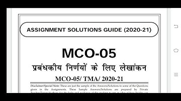 MCO 05 Ignou Solved Assignment