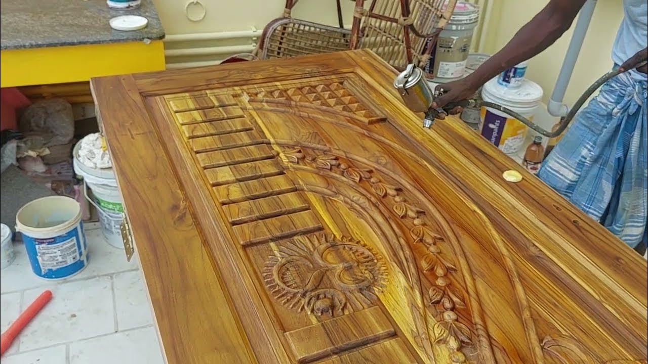 teak wood polish work walnut wood stainer apply YouTube