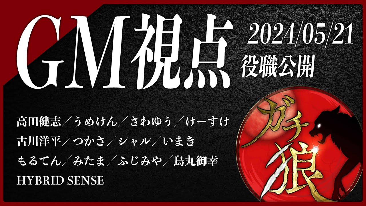 【第17回】高田健志さん主催 #ガチ狼／GM 髙橋ヨスガ視点【ZOOM人狼】