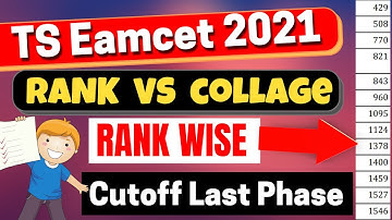 Ts Eamcet rank vs college 2021 Rank Wise College List Cut off pdf