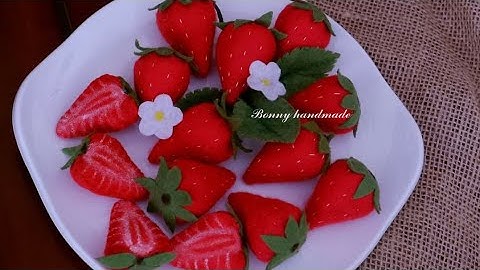 Hướng dẫn may quả dâu bằng vải nỉ/ How to make felt strawberries