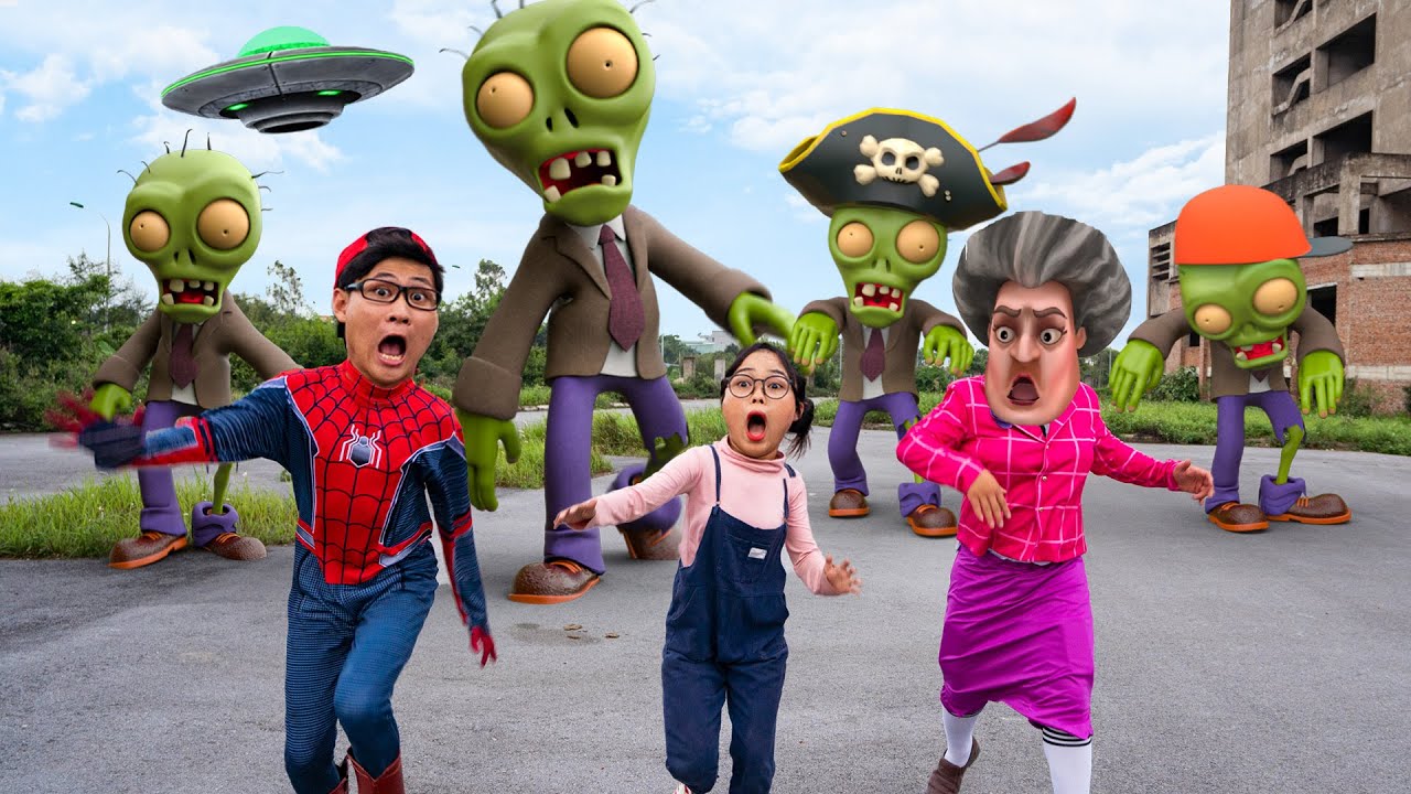 Nick Become Spiderman To Save Tani Miss T  Nick VS Giant Zombie  Scary Teacher 3D In real life