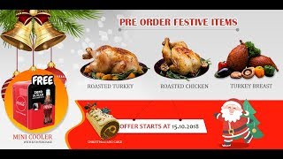 Pre order now - roasted turkey | chicken breast in the net whole
christmas log cake fruit german potato salad festive party bun...