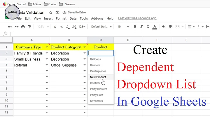 Google Sheets: Comment créer une liste déroulante dépendante?