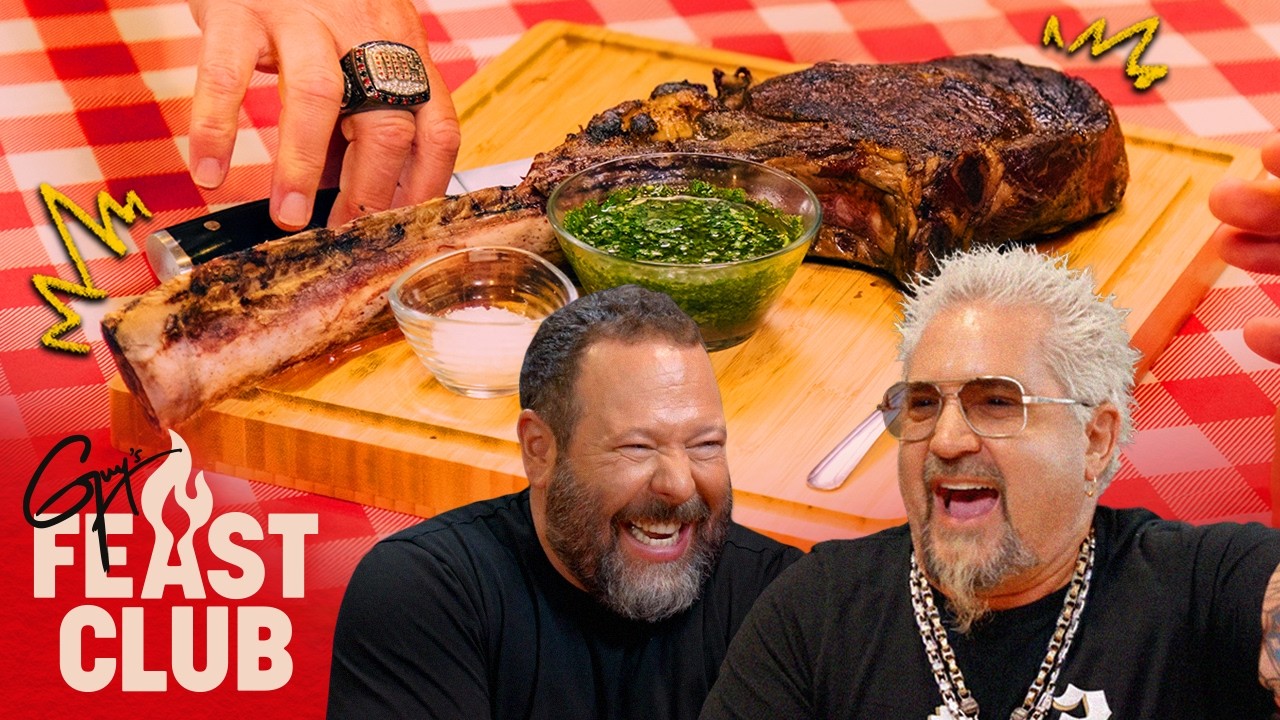 Guy Fieri Serves Tomahawk Steak to Bert Kreischer on Guy’s Feast Club 🥩