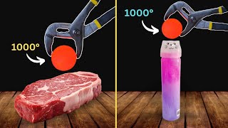 Celebrity Experiment 1000°C Glowing Metal Ball vs Meat , Slime | Cool Science Experiment Net Worth