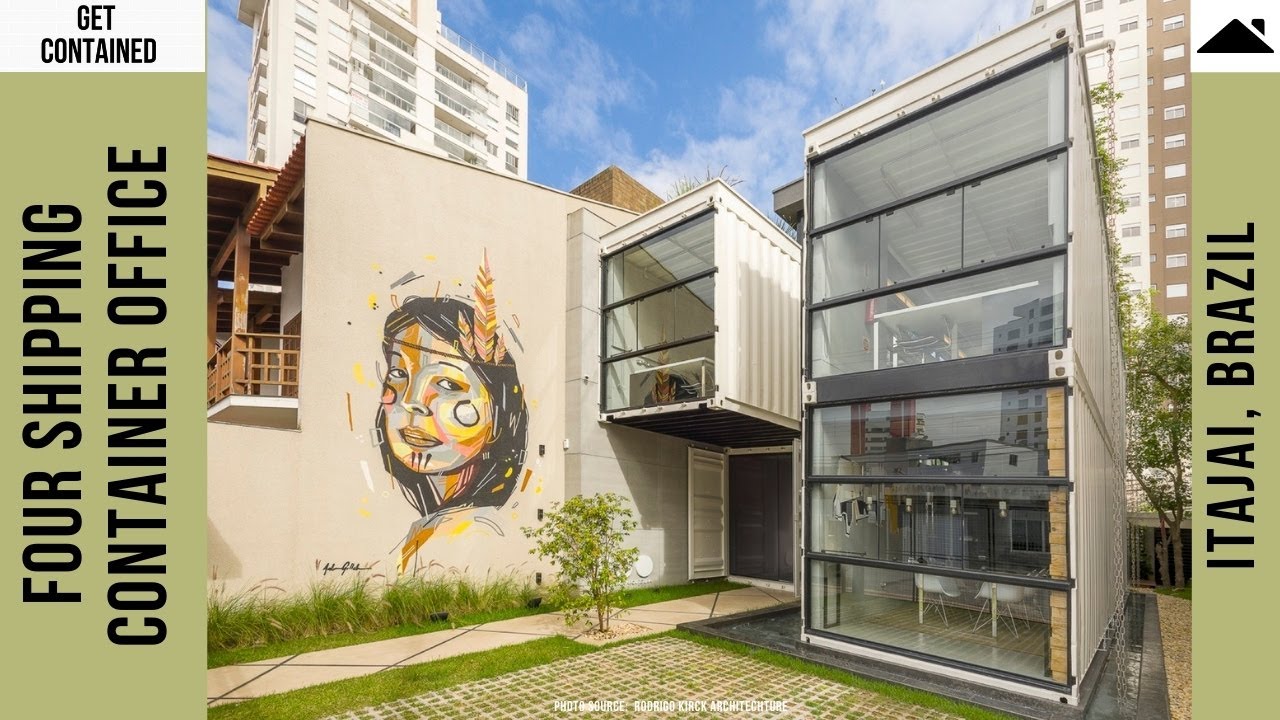 Beautiful Shipping Container Office built using Four 40 FT High Cube ...