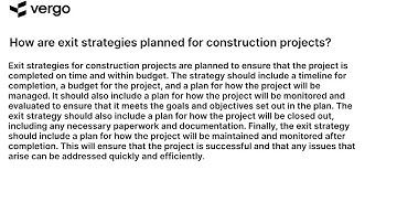 Planning Exit Strategies for Construction Projects