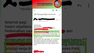 Email Lamaran Kerja Bagian Quality Control #Short #Shorts