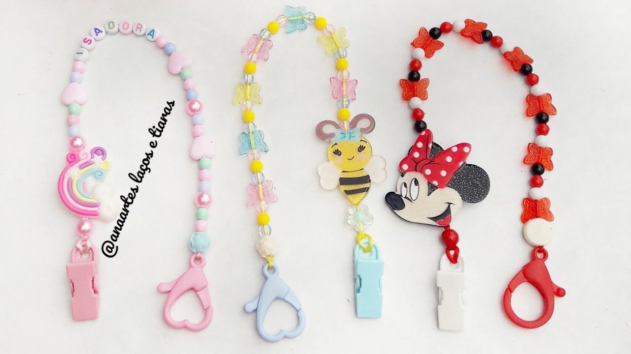 Prendedor de chupeta com nó fácil  por/Ana Ferreira