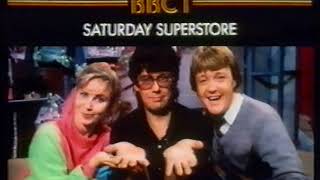 Saturday Superstore Caption card stating Dr who guest on Saturday 1984