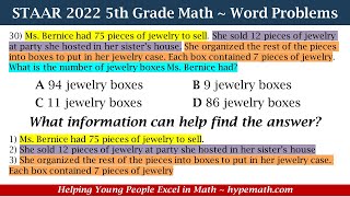 Details 2022 STAAR Math ~ 5th Grade (Word Problems) Part 4 Guide