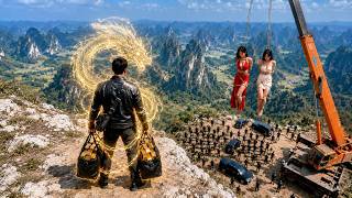 The war god returns, finds his wife and daughter tied up, and twists off the thugs' heads.