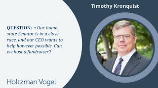 Home State Senator Is in a Close Race; CEO Wants to Help However Possible. Can We Host a Fundraiser?