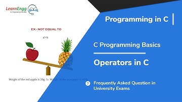 Operators in C | Programming in C | C Language Tutorial