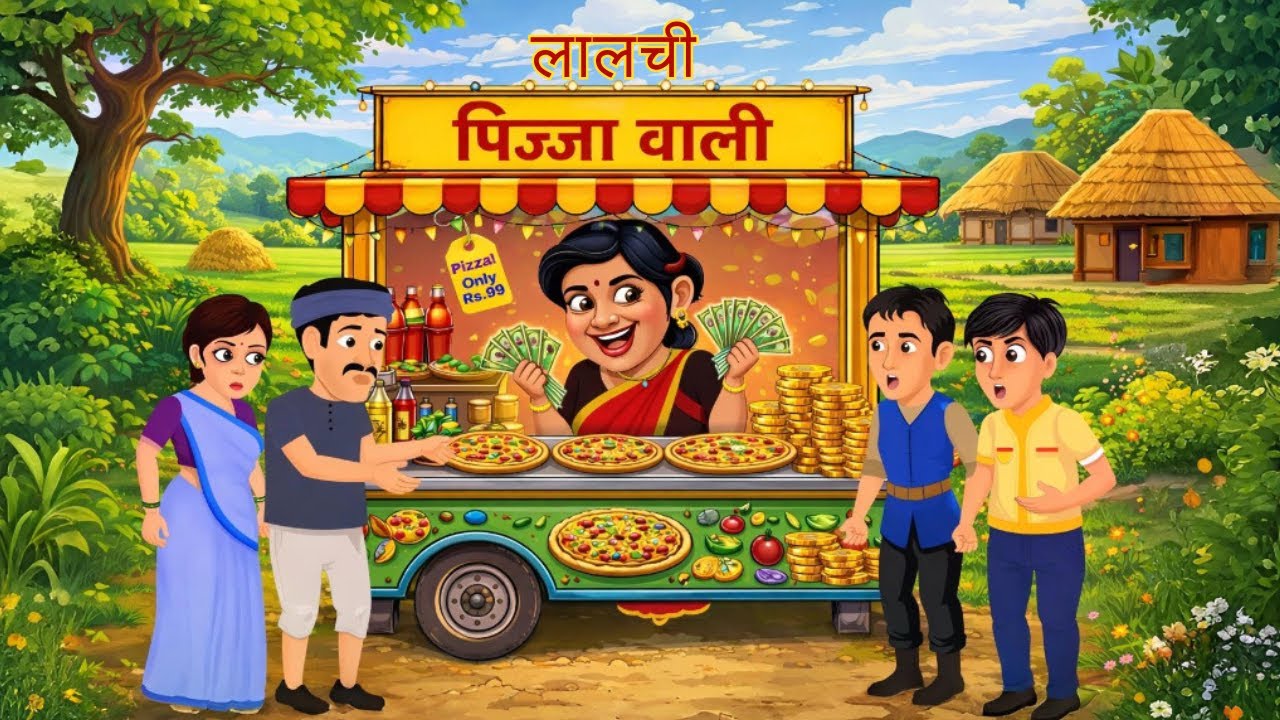 लालची पिज़्ज़ा वाली 🍕| Greedy Pizza Seller | Moral Cartoon Story