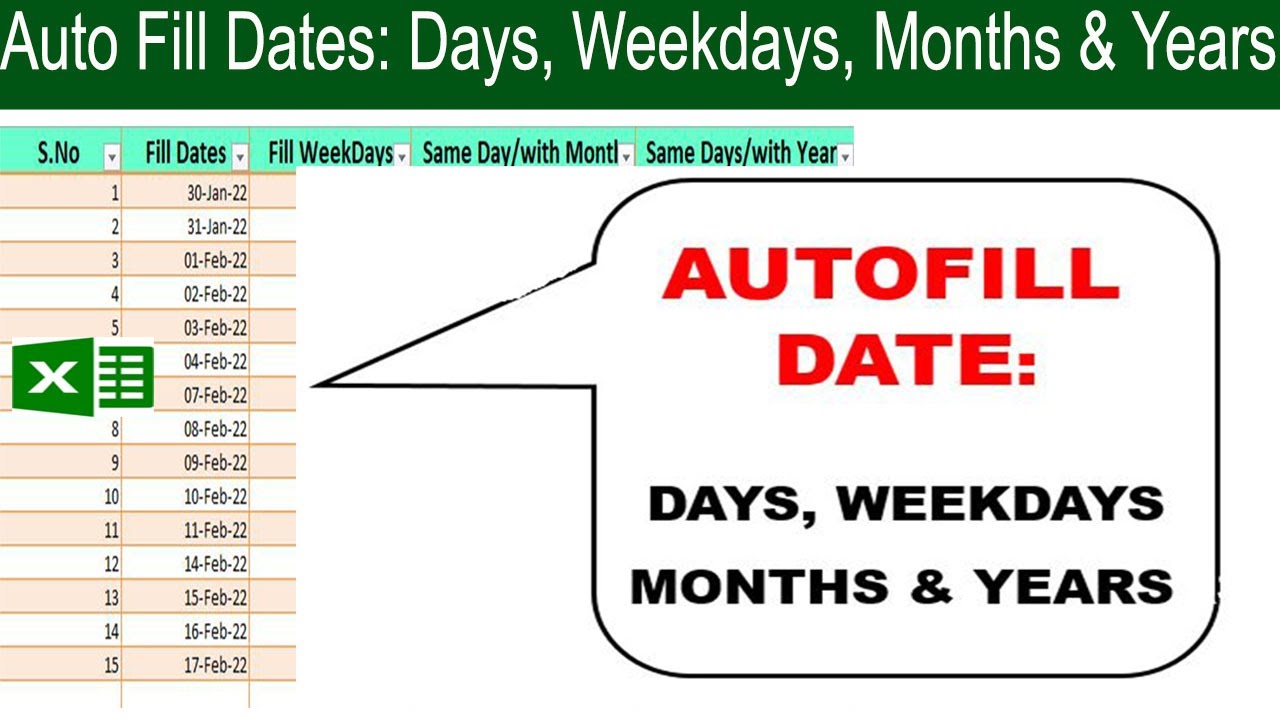 auto-fill-dates-in-excel-days-weekdays-months-years-day-by-learning-center-youtube