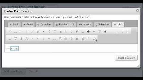How to Type Limit Notation in the Instructure Canvas Equation Editor
