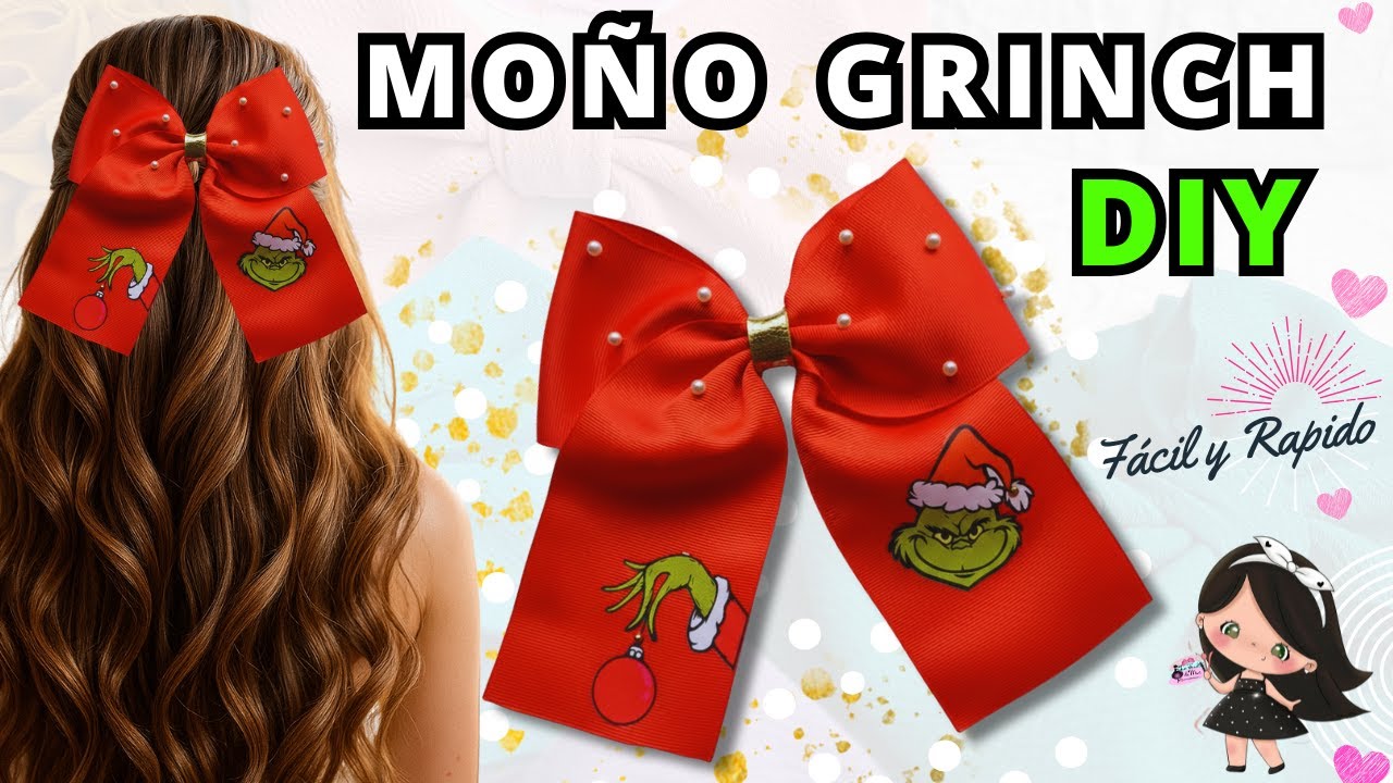 Moño GRINCH para Navidad con cinta falla| Fácil, elegante y perfecto para Vender o Regalar