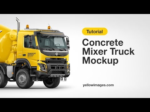 Download Psd Object Mockups Tutorial How To Edit Concrete Mixer Truck Mockup On Yellow Images PSD Mockup Templates