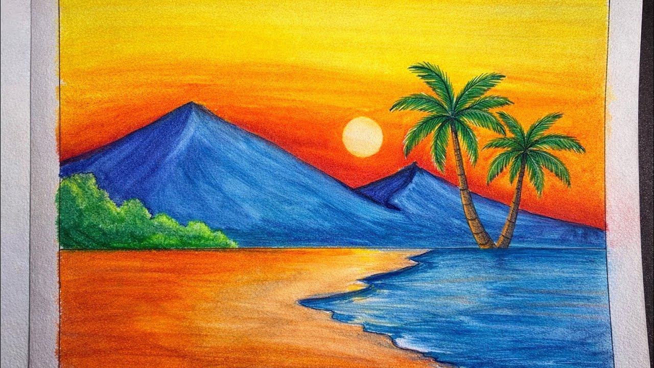 How to draw mountain scenery | beautiful scenery drawing | prakritik drishya kese banaye 