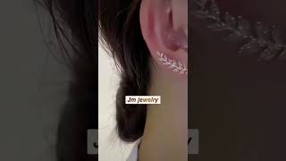 Crystal Leaf Ear Climber Earrings ✨ | JM Jewelry #jewelry #luxuryjewelry