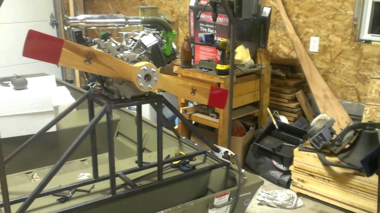 Mini jon airboat 15hp part 2 - YouTube