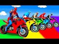 سبايدر مان اصعب دراجة نارية فوق اسماك القرش Superheroes Ride In Motorcycle Stunt Funny Moments 